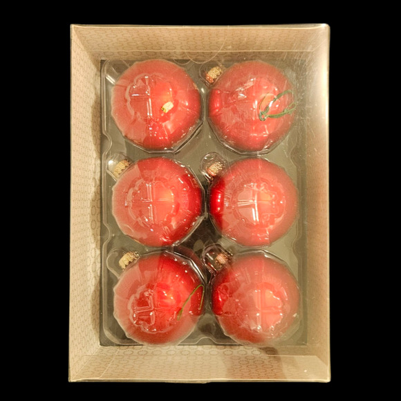 Martha Stewart Collection Red Glass Christmas Ornaments Set of 6 Holiday Decor - Picture 1 of 3